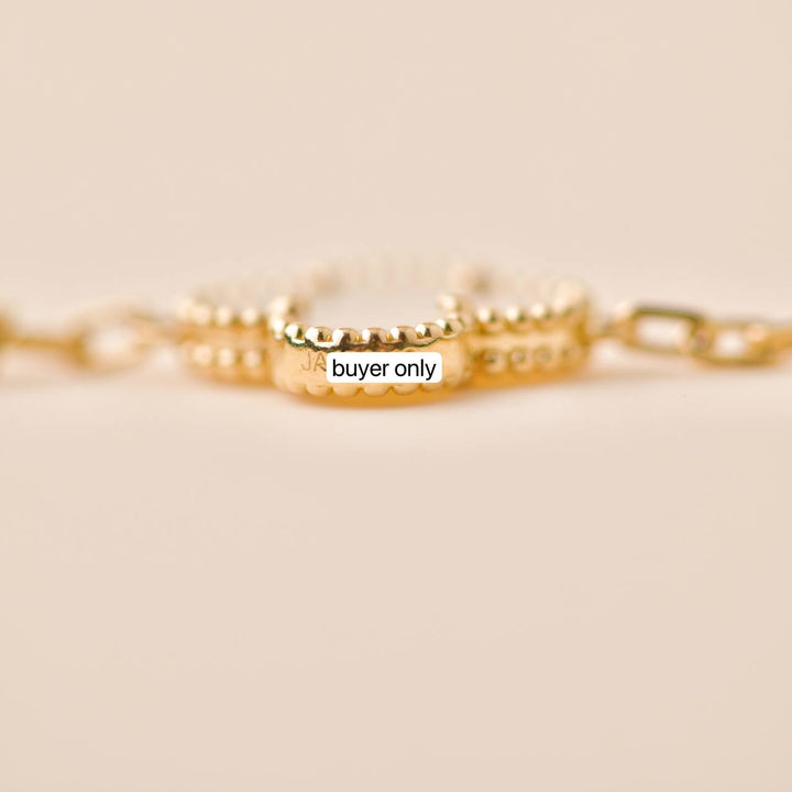 Preloved Van Cleef Vintage Alhambra 5 Motif  Mother of Pearl 18K Yellow Gold Bracelet
