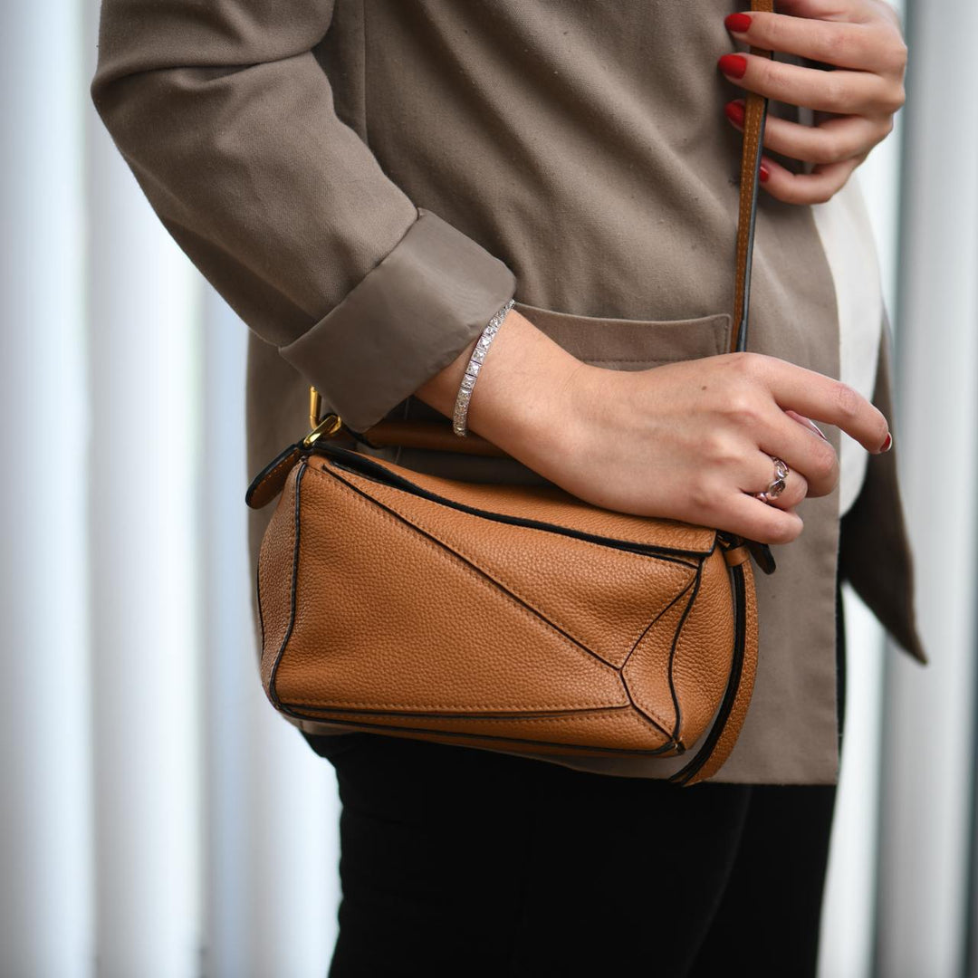 Loewe Mini Puzzle Tan Leather Shoulder Crossbody Bag