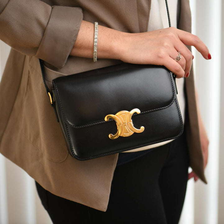 Céline Triomphe Classique Black Calfskin Handbag