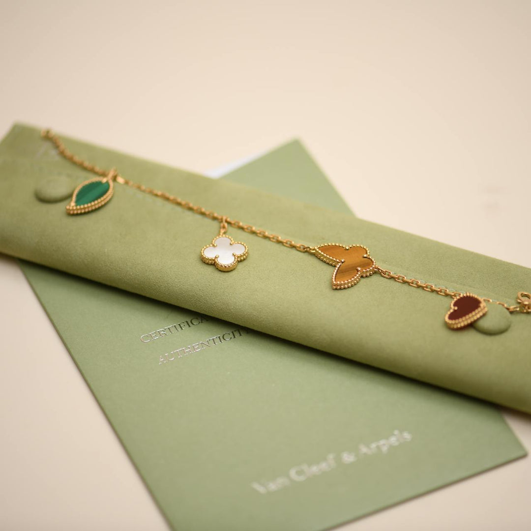 Van Cleef & Arpels Lucky Alhambra 4 Motifs 18K Yellow Gold Bracelet