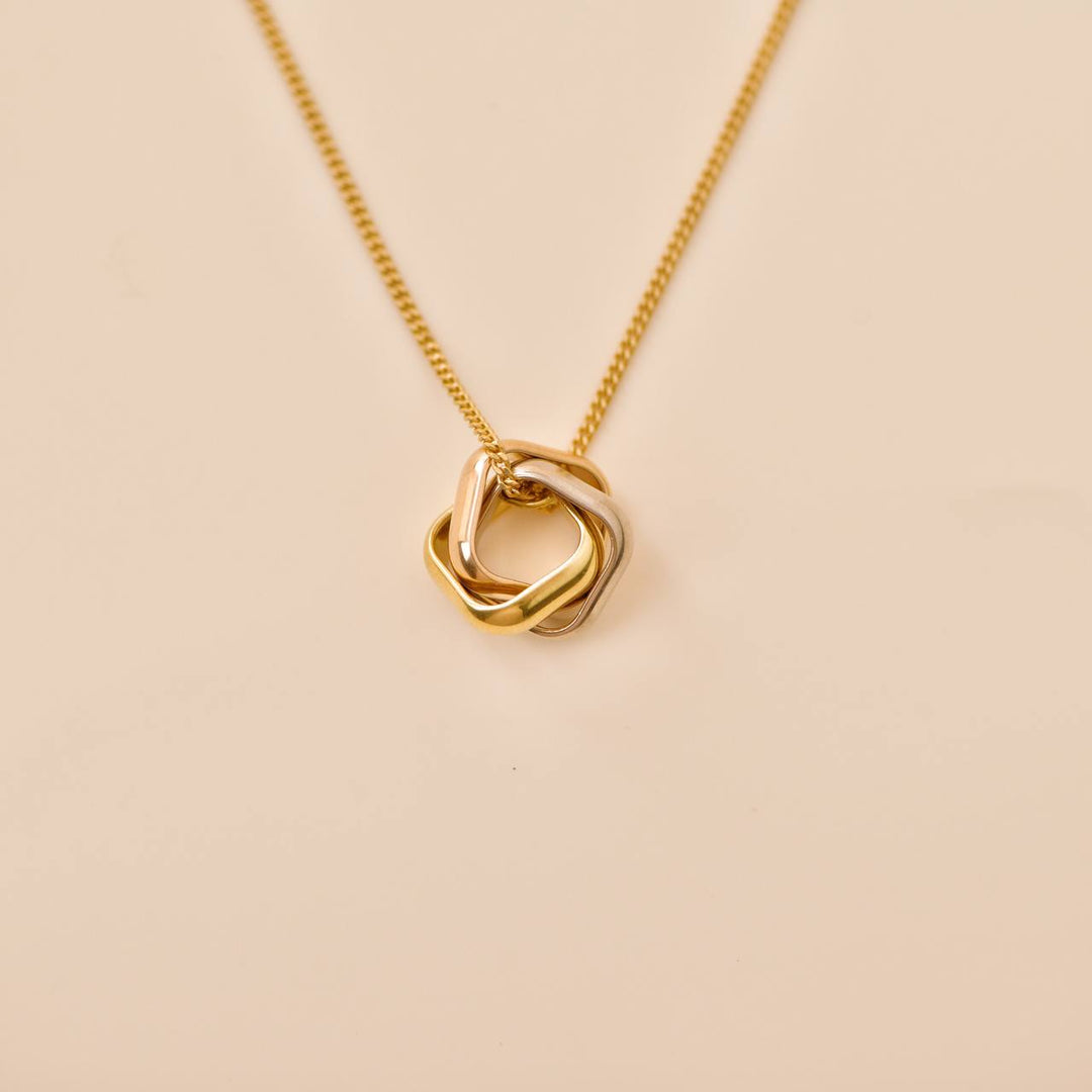 Cartier Trinity Cushion Pendant 18K Yellow Rose White Gold Necklace