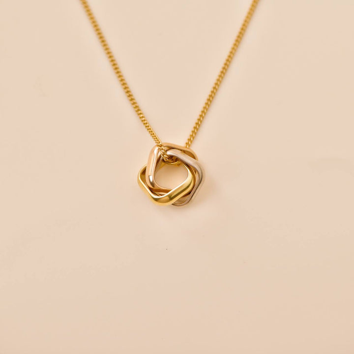 Cartier Trinity Cushion Pendant 18K Yellow Rose White Gold Necklace