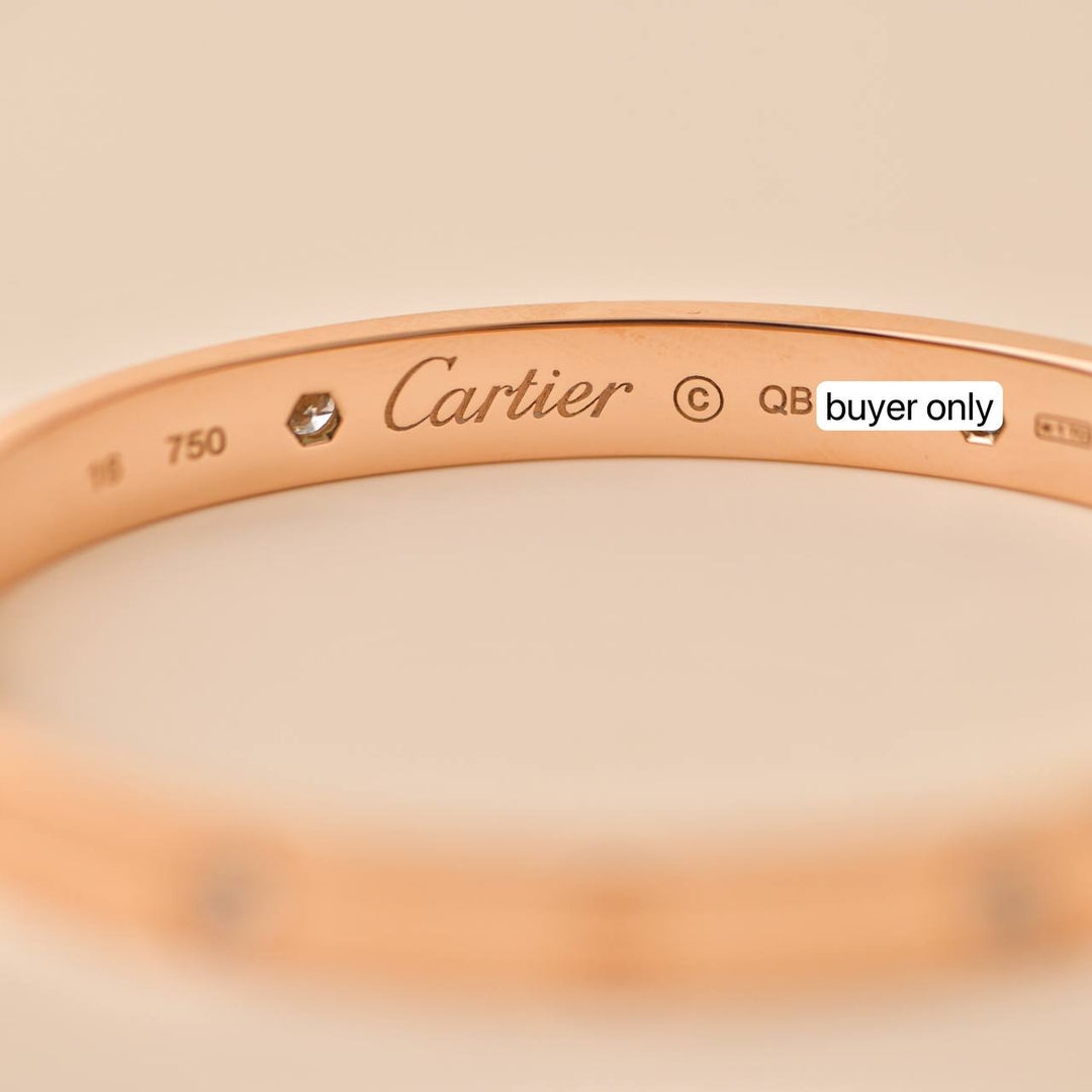 Cartier Love 4 Diamond 18K Rose Gold Bracelet Size 16