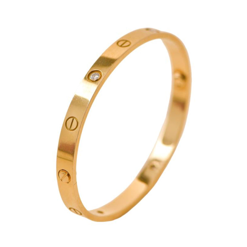 Cartier Love 4 Diamond 18K Yellow Gold Bracelet Size 19