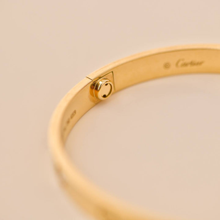 Cartier Love 4 Diamond 18K Yellow Gold Bracelet Size 19