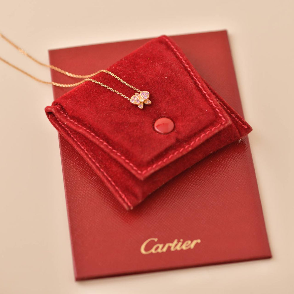 Preowned Cartier Caresse d'Orchidées par Cartier Pink Sapphire 18K Rose Gold Pendant Necklace