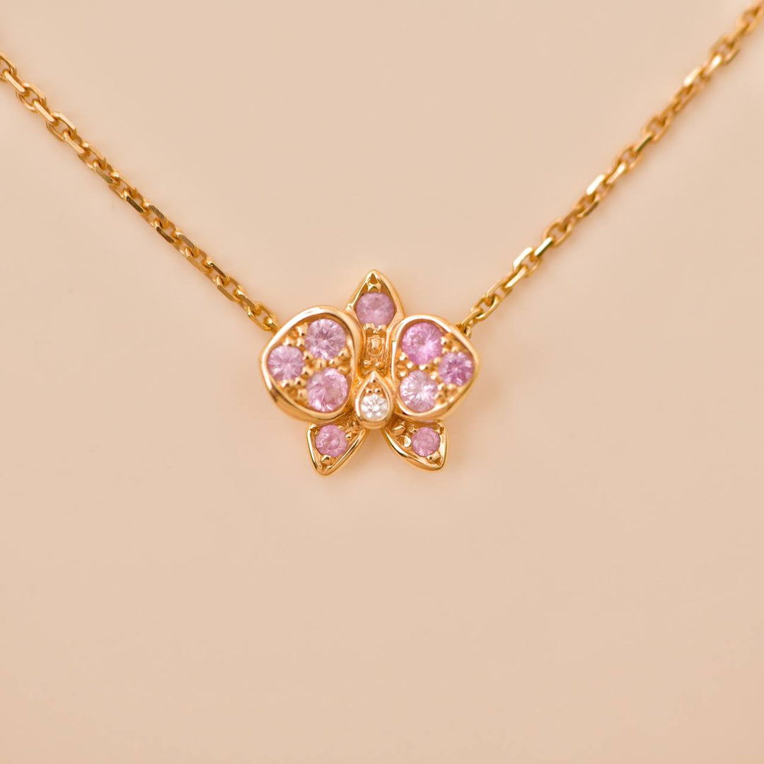 Preowned Cartier Caresse d'Orchidées par Cartier Pink Sapphire 18K Rose Gold Pendant 