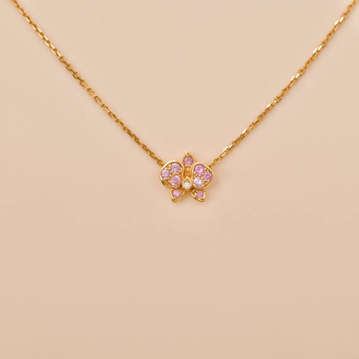 Second Hand Cartier Caresse d'Orchidées par Cartier Pink Sapphire 18K Rose Gold Pendant 