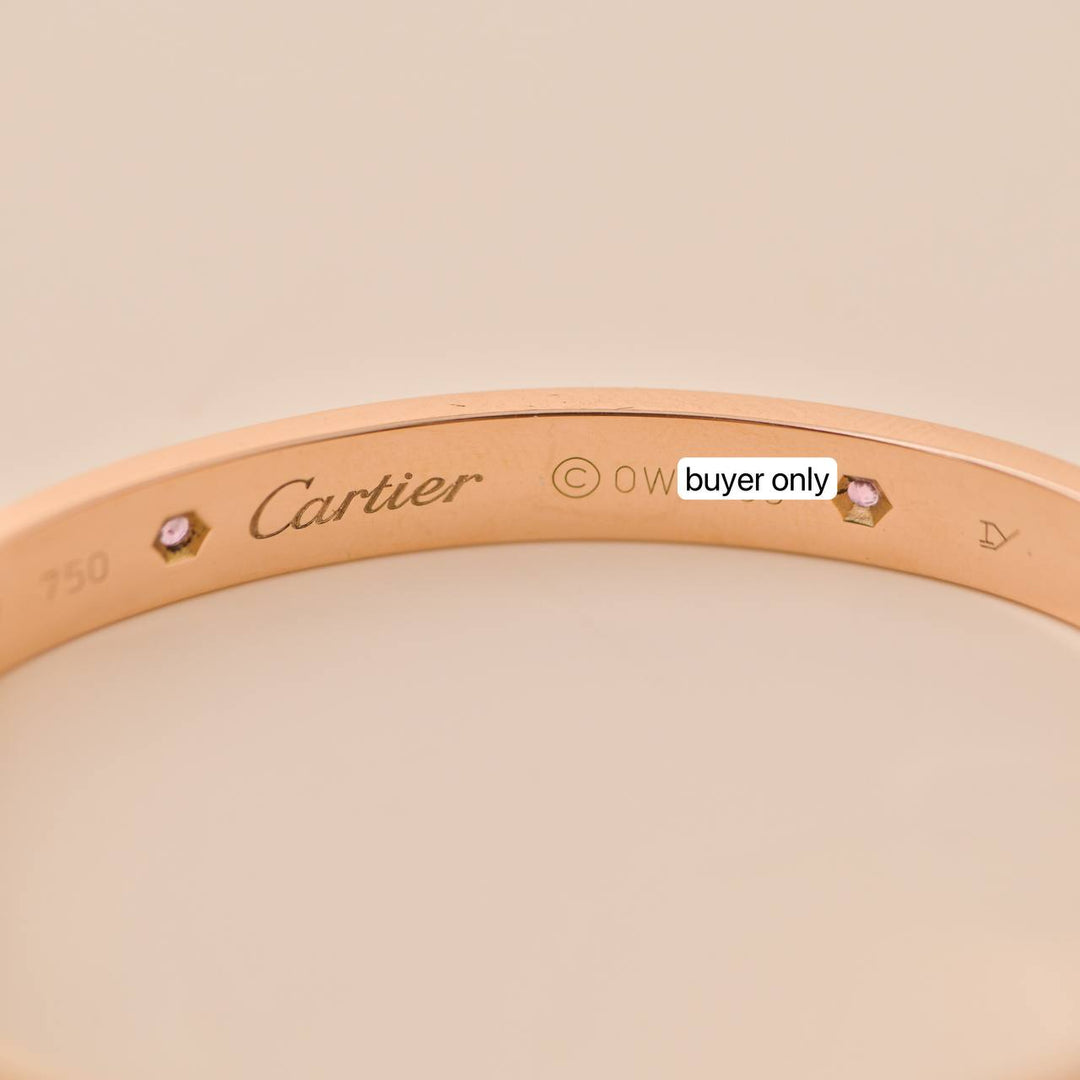 Cartier Love 4 Pink Sapphire 18K Rose Gold Bracelet Size 17