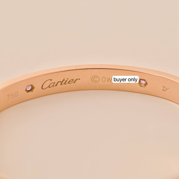 Cartier Love 4 Pink Sapphire 18K Rose Gold Bracelet Size 17