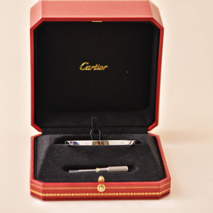 Preowned Cartier Love 18K White Gold Small Model Size 18