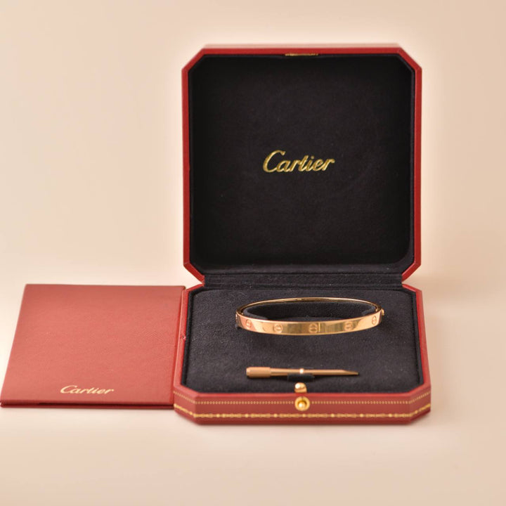 Preowned Cartier Love 18K Rose Gold Bracelet Size 20