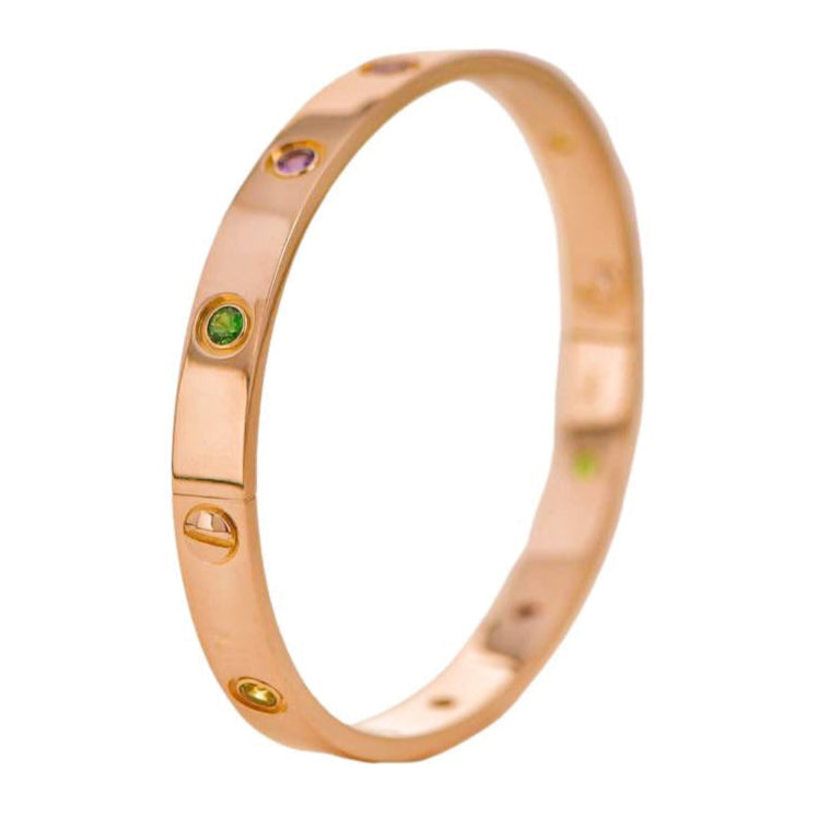 Preloved Cartier Rainbow Multi-Gem 18K Rose Gold Love Bracelet Size 18