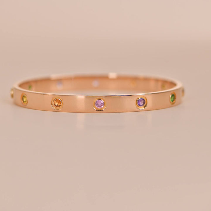 Preowned Cartier Rainbow Multi-Gem 18K Rose Gold Love Bracelet