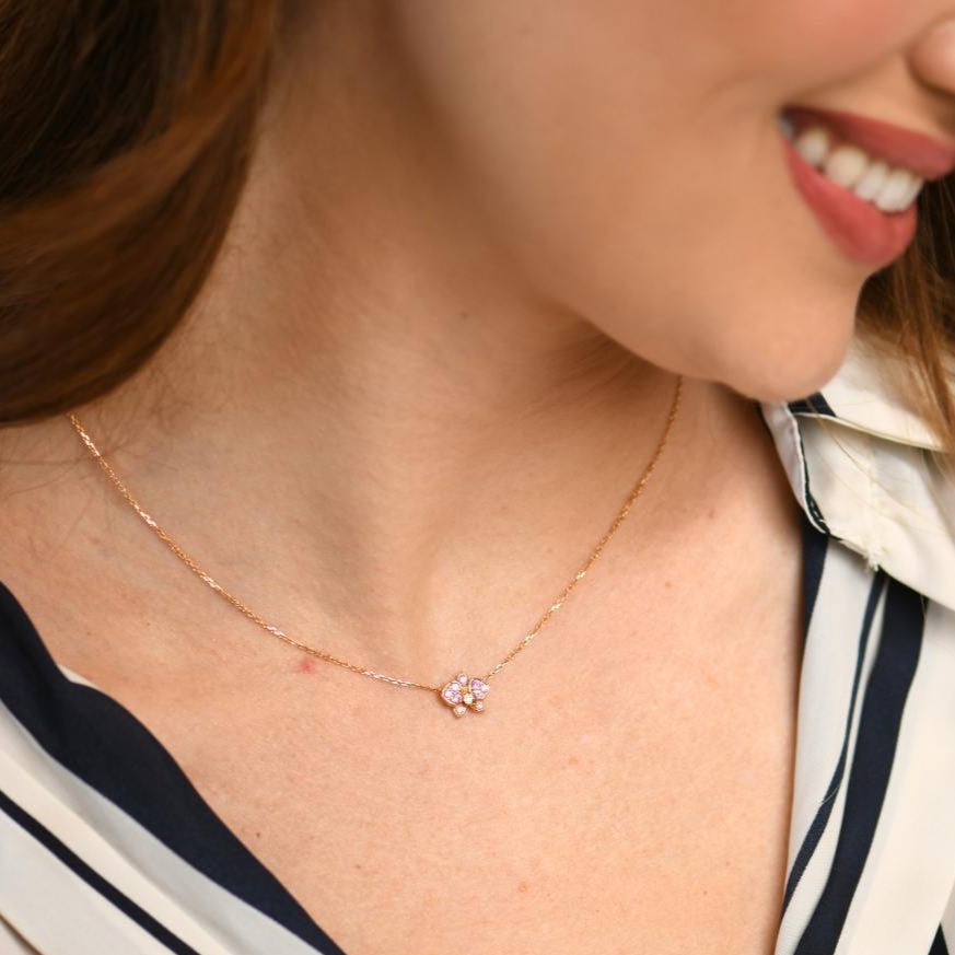 Second Hand Cartier Caresse d'Orchidées par Cartier Pink Sapphire 18K Rose Gold Pendant Necklace