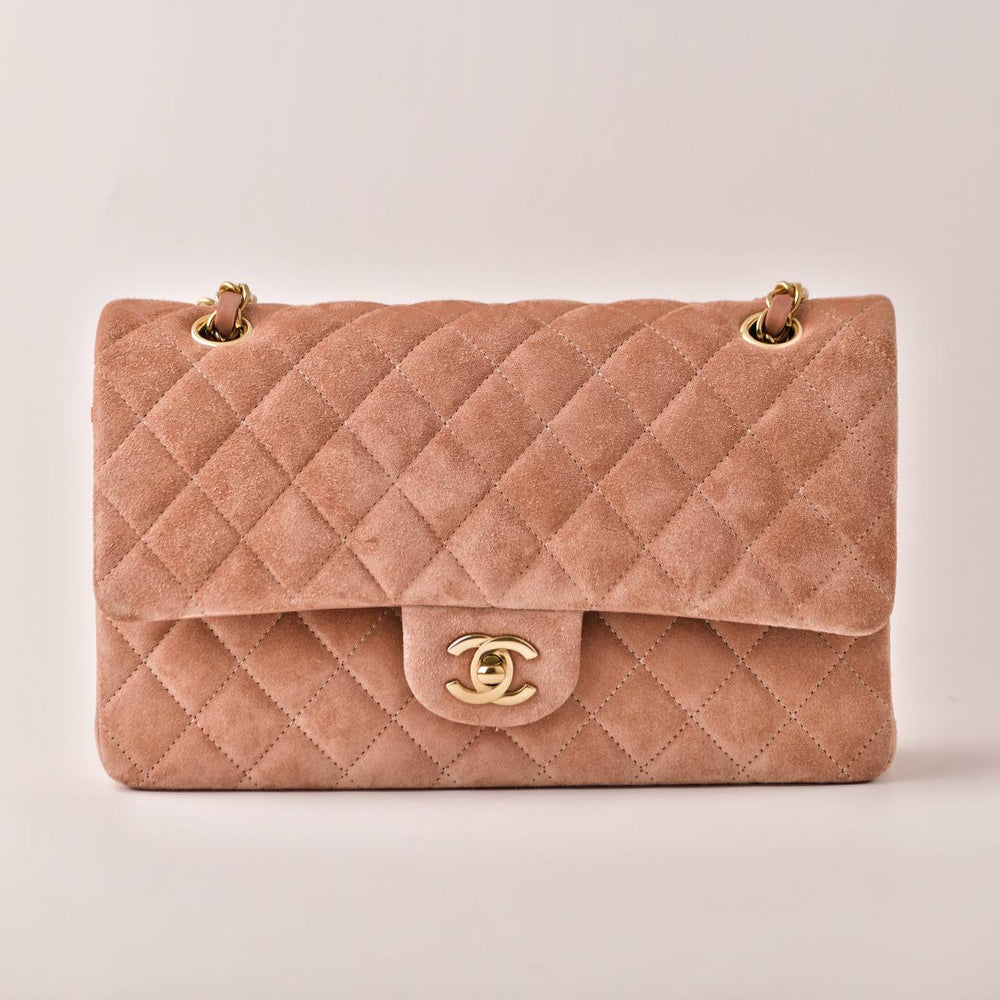 Preowned Chanel CF Classic Flap Bag Light Beige Suede