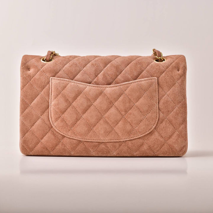 Second Hand Chanel CF Classic Flap Bag Light Beige Suede