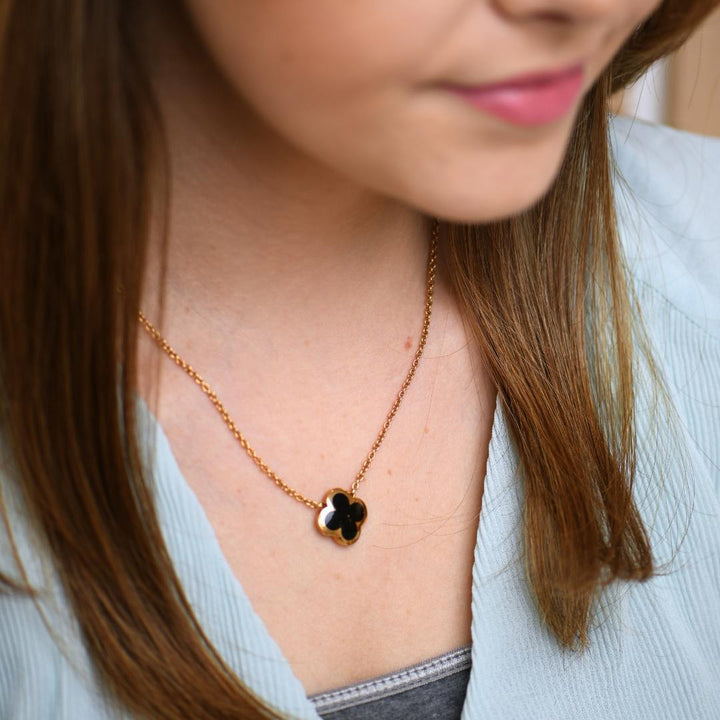 Preowned VCA Pure Alhambra Black Onyx 18K Yellow Gold Pendant Necklace