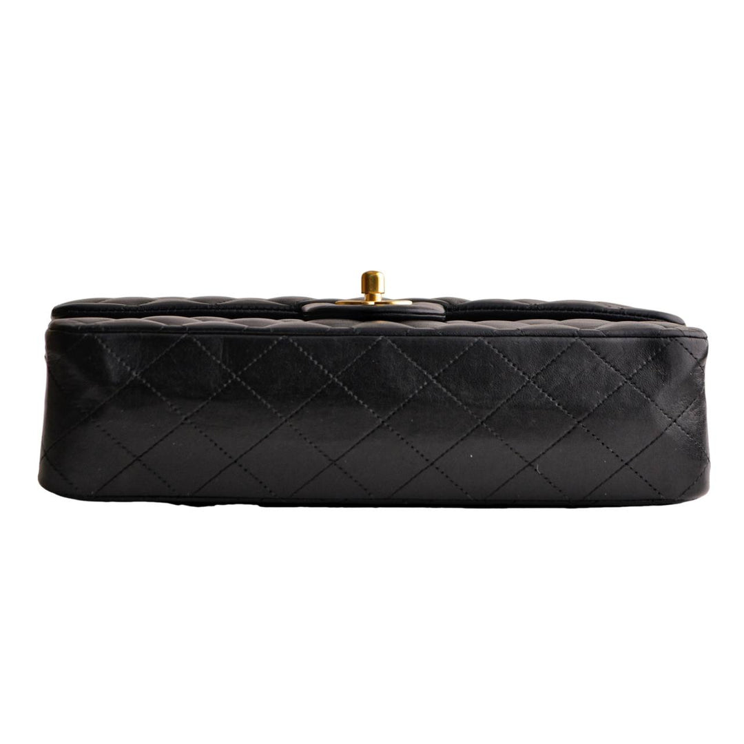 Used Chanel Lambskin Black Quilted Medium Classic Double Flap Bag