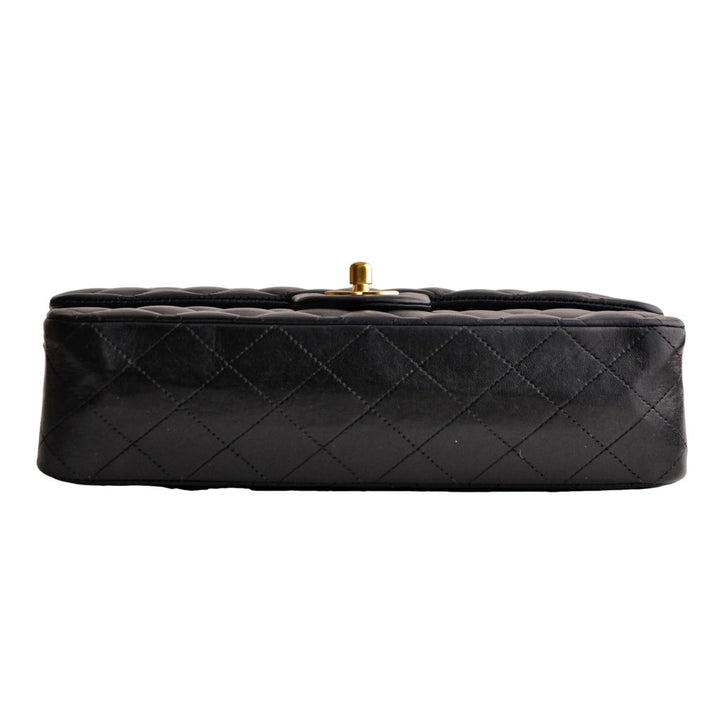 Used Chanel Lambskin Black Quilted Medium Classic Double Flap Bag