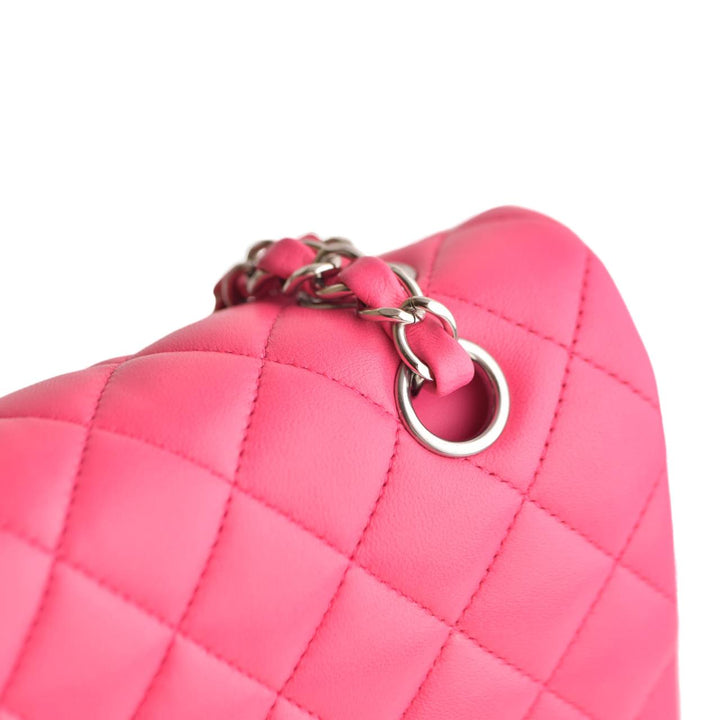 Chanel Lambskin Hot Pink Quilted Medium Classic Double Flap Bag