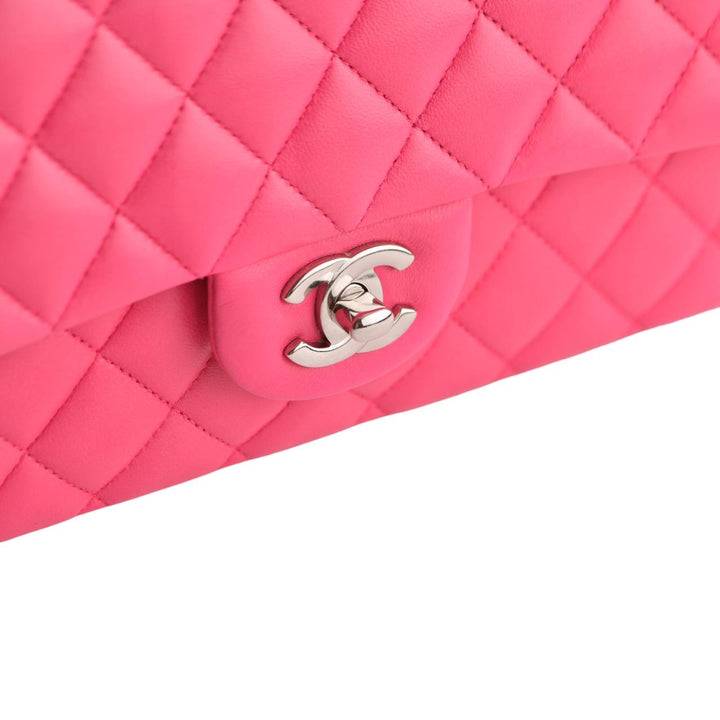 Chanel Lambskin Hot Pink Quilted Medium Classic Double Flap Bag