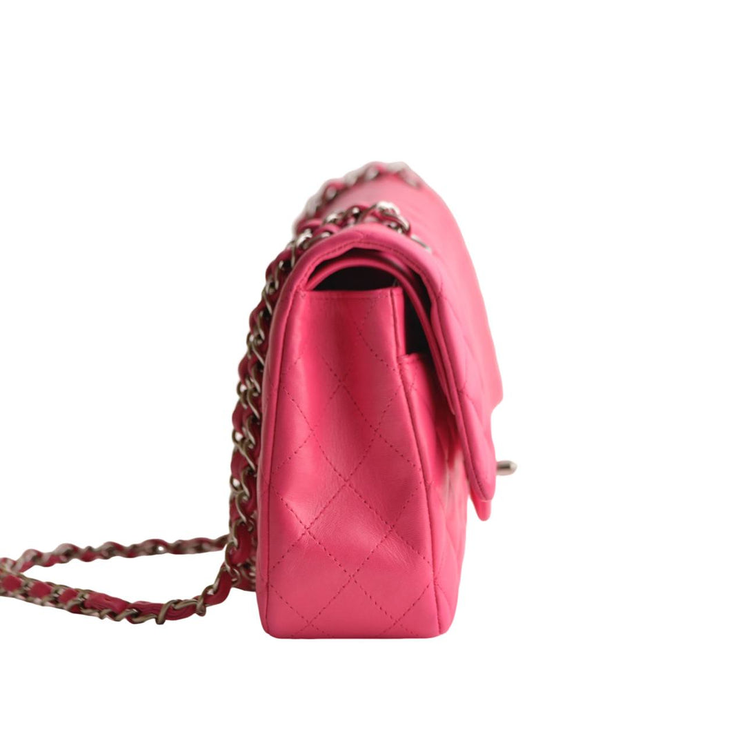 Chanel Lambskin Hot Pink Quilted Medium Classic Double Flap Bag