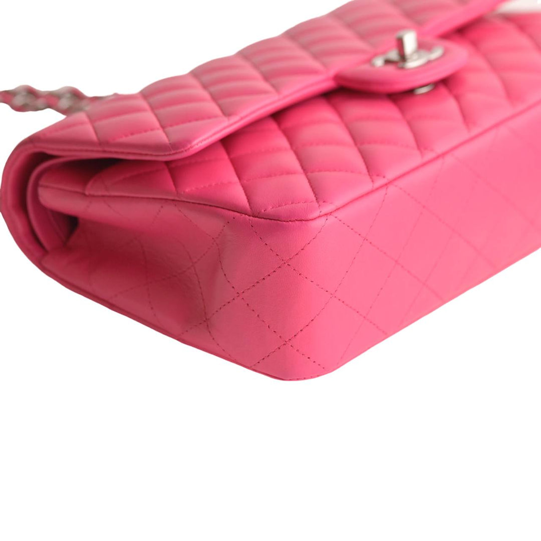 Chanel Lambskin Hot Pink Quilted Medium Classic Double Flap Bag