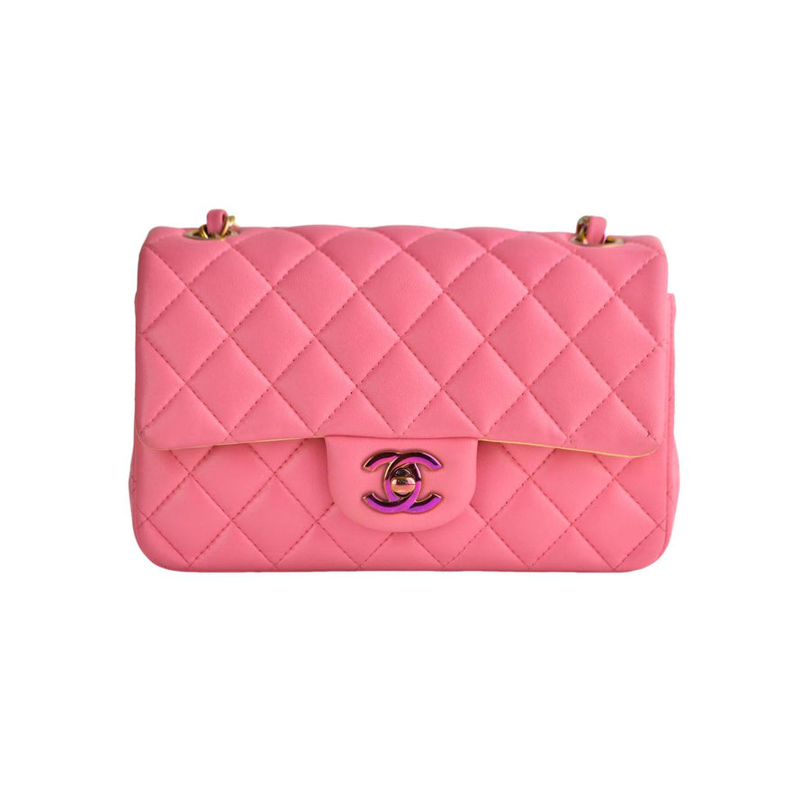 Preloved Chanel Quilted Pink Lambskin Single Flap Mini Bag