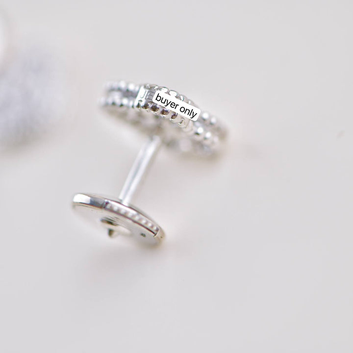 Second Hand Van Cleef Sweet Alhambra Diamond 18k White Gold Earrings
