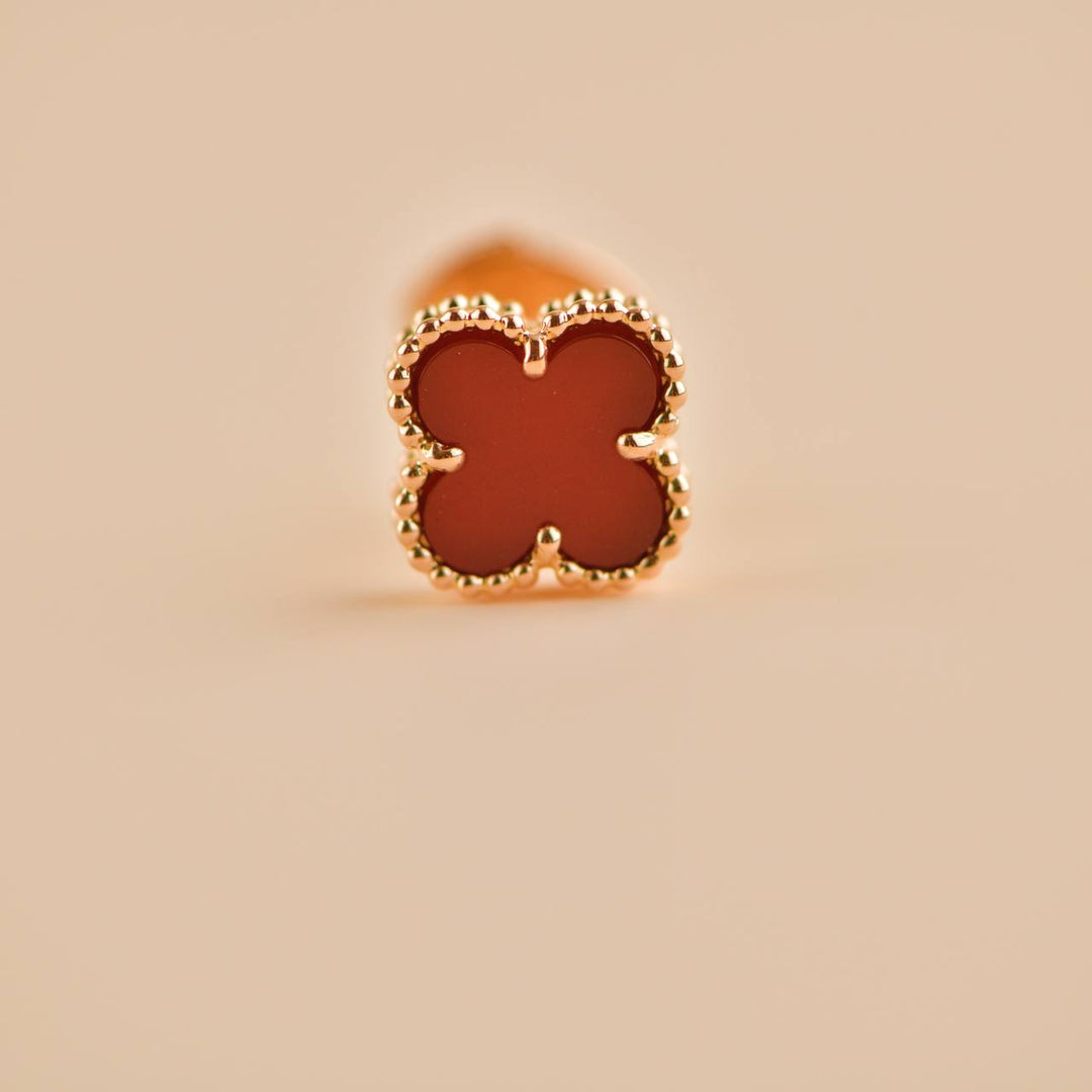 Second Hand VCA Sweet Alhambra Carnelian 18K Rose Gold Earstuds