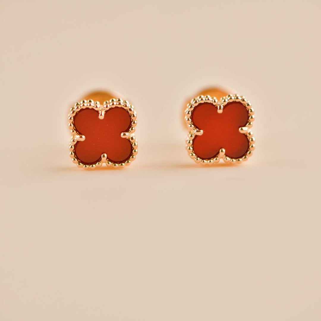Preloved Van Cleef & Arpels Sweet Alhambra Carnelian 18K Rose Gold Earstuds