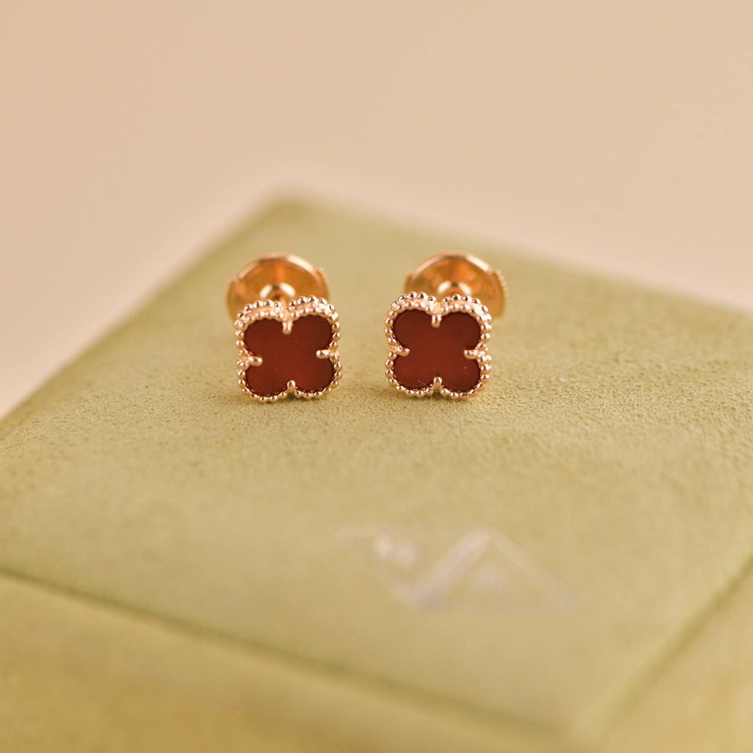 Second Hand Van Cleef Sweet Alhambra Carnelian 18K Rose Gold Earstuds