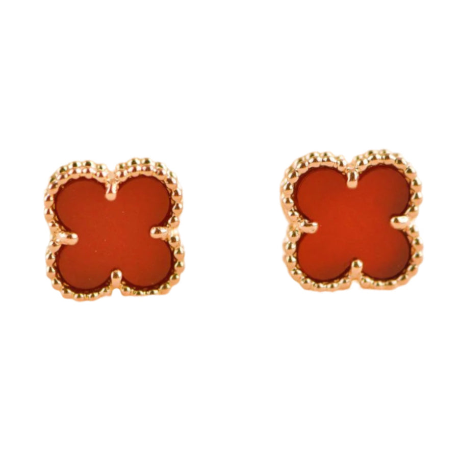 Preowned VCA Sweet Alhambra Carnelian 18K Rose Gold Earstuds
