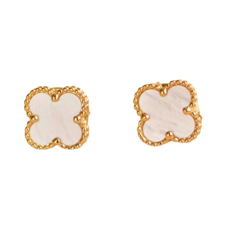 Preloved Van Cleef & Arpels Sweet Alhambra Mother of Pearl 18K Yellow Gold Earrings
