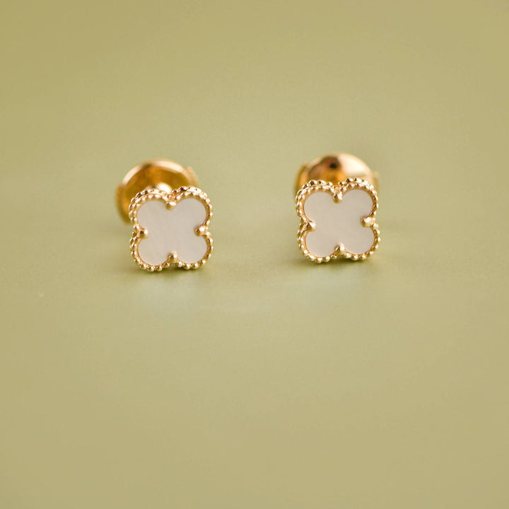 Second Hand Van Cleef & Arpels Sweet Alhambra Mother of Pearl 18K Yellow Gold Earrings