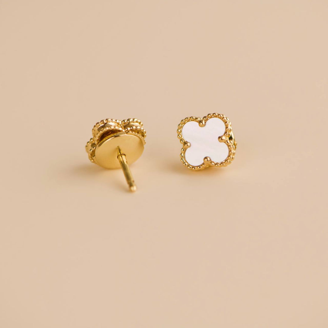 Van Cleef & Arpels Sweet Alhambra Mother of Pearl 18K Yellow Gold Earrings