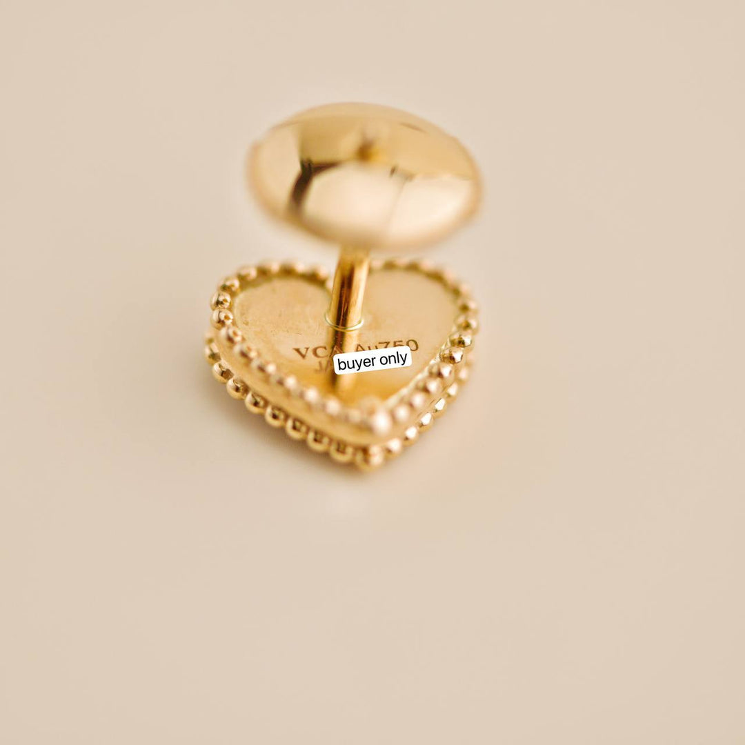 Preloved VCA Sweet Alhambra Carnelian Heart 18K Rose Gold Earrings