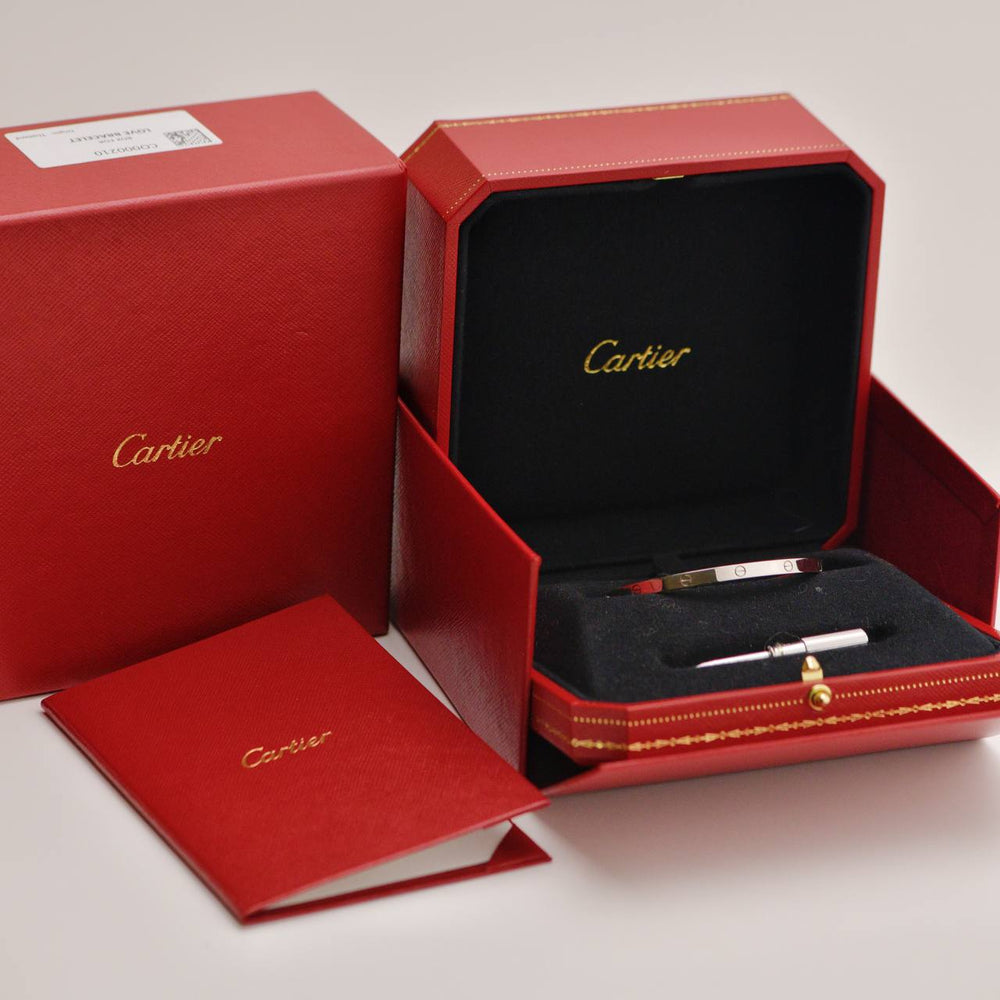 Preowned Cartier Love 18K White Gold Bracelet Small Model Size 16