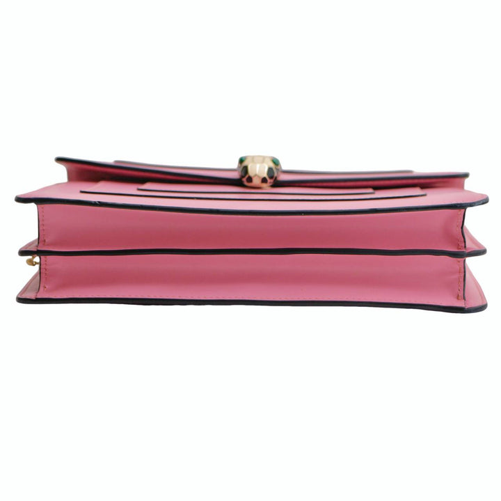 Second Hand Bvlgari Serpenti Forever Flamingo Leather Chain Medium Shoulder Bag