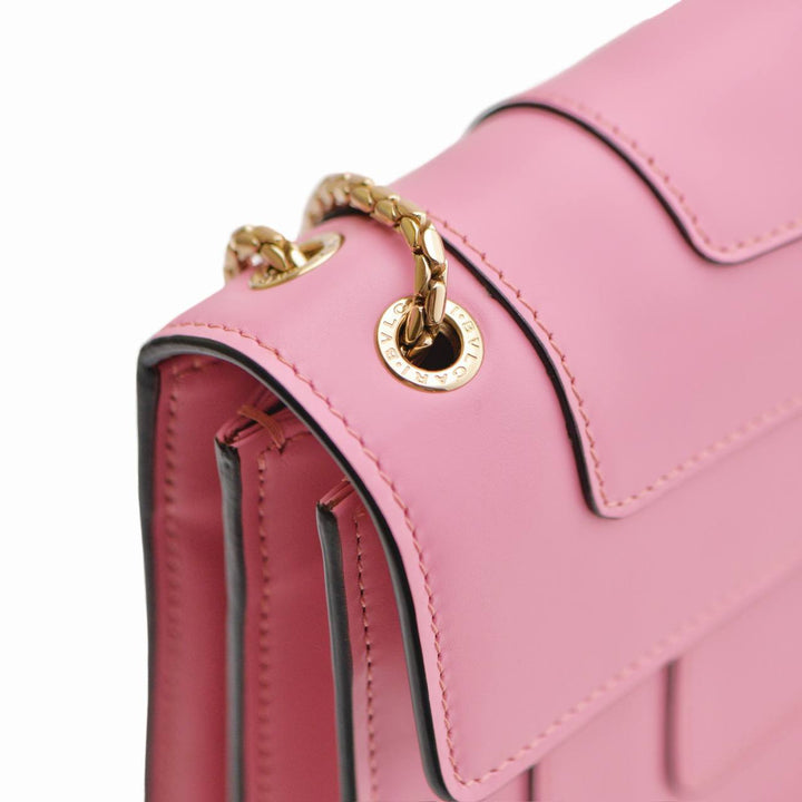 Second Hand Bvlgari Serpenti Forever Flamingo Leather Chain Shoulder Bag