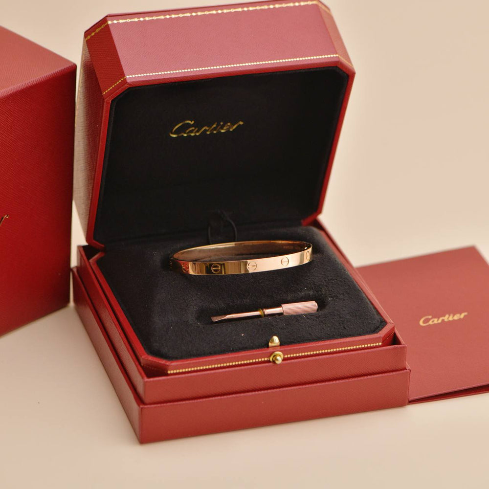 Preowned Cartier Love 18K Rose Gold Bracelet Size 19 
