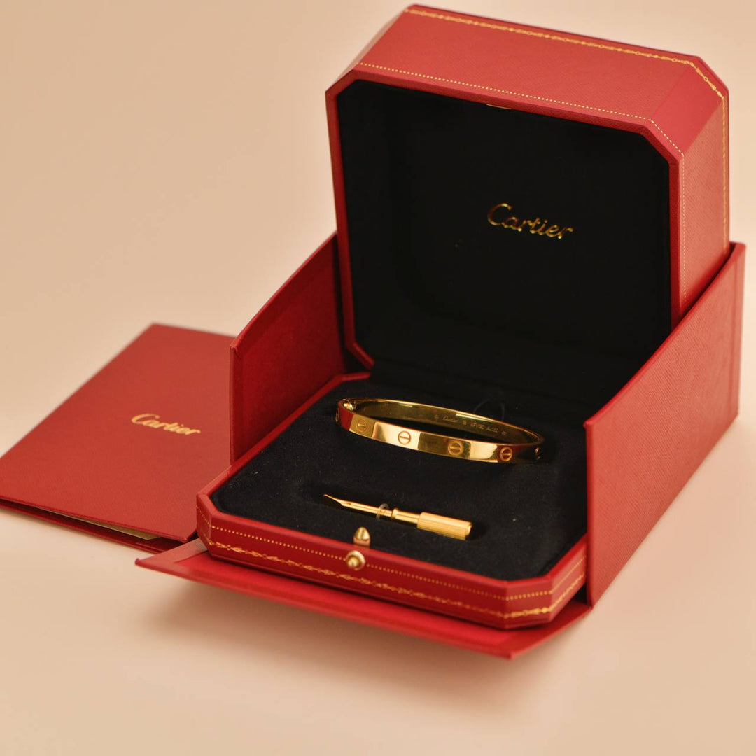 Preowned Cartier Love 18K Yellow Gold Bracelet Size 19