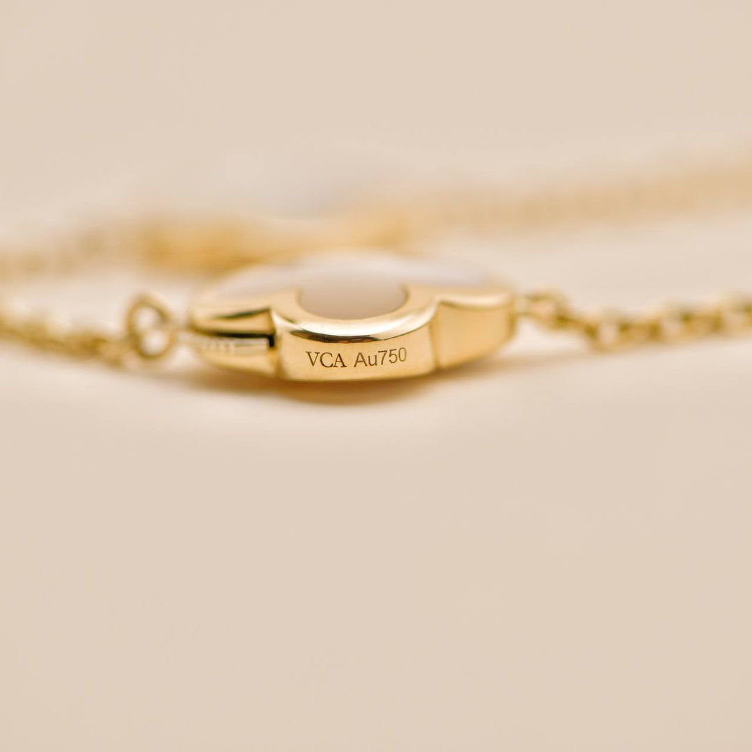 Second Hand Van Cleef Pure Alhambra 9 Motif Mother of Pearl 18K Yellow Gold Necklace