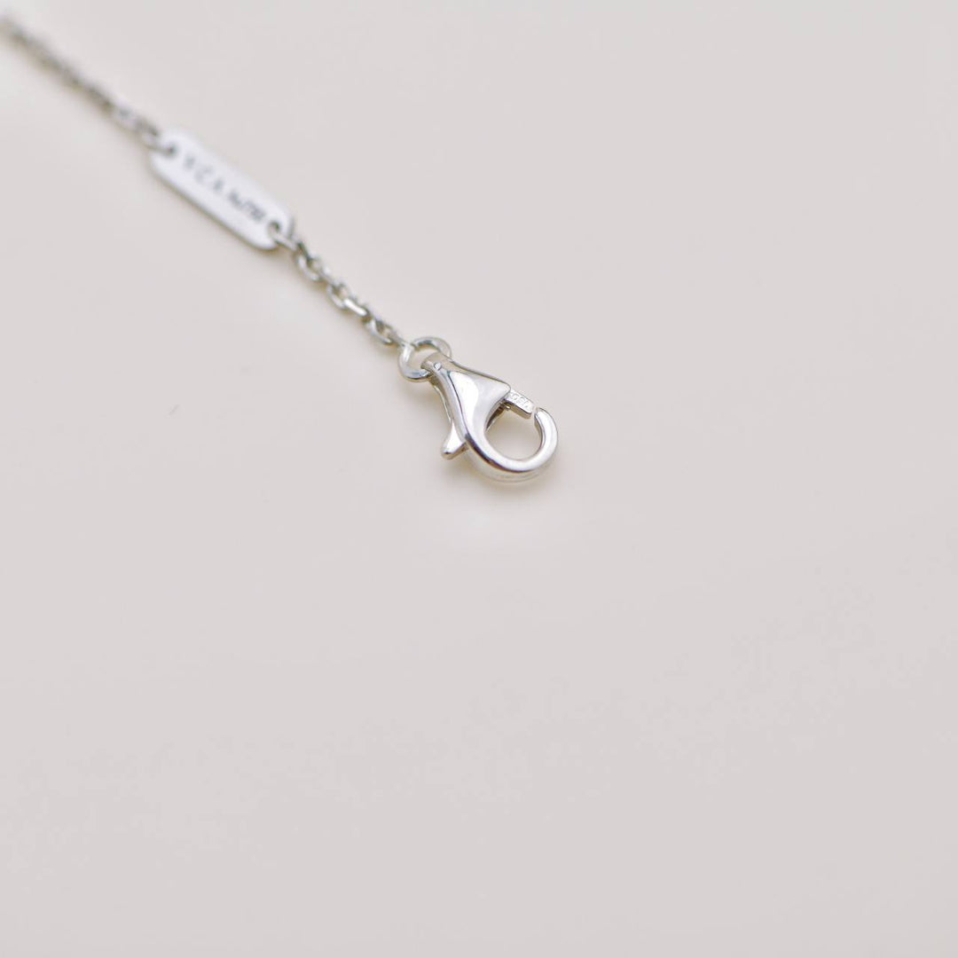 Preloved VCA Vintage Alhambra Diamond 18K White Gold Pendant Necklace