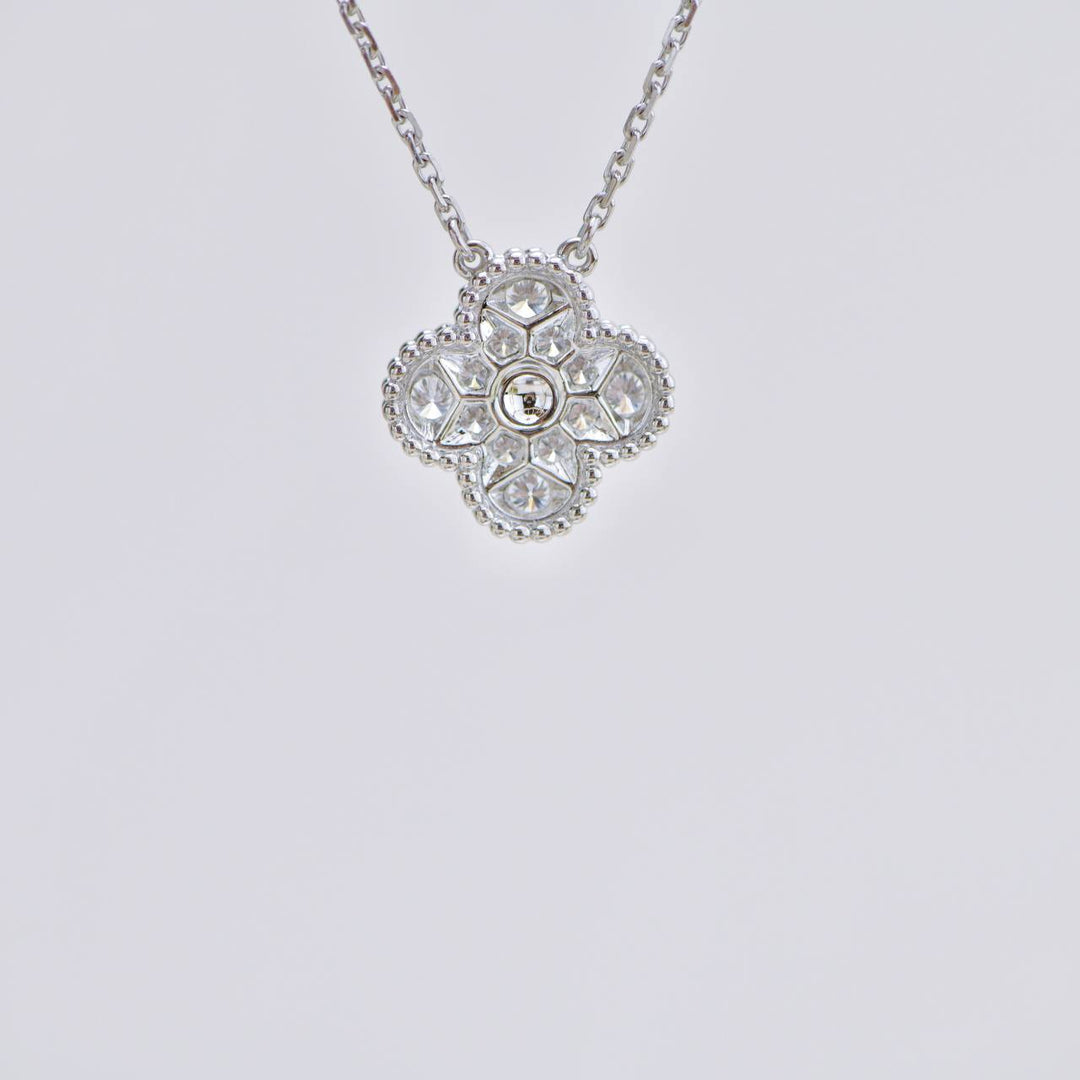 Second hand Van Cleef & Arpels Vintage Alhambra Diamond 18K White Gold Pendant Necklace