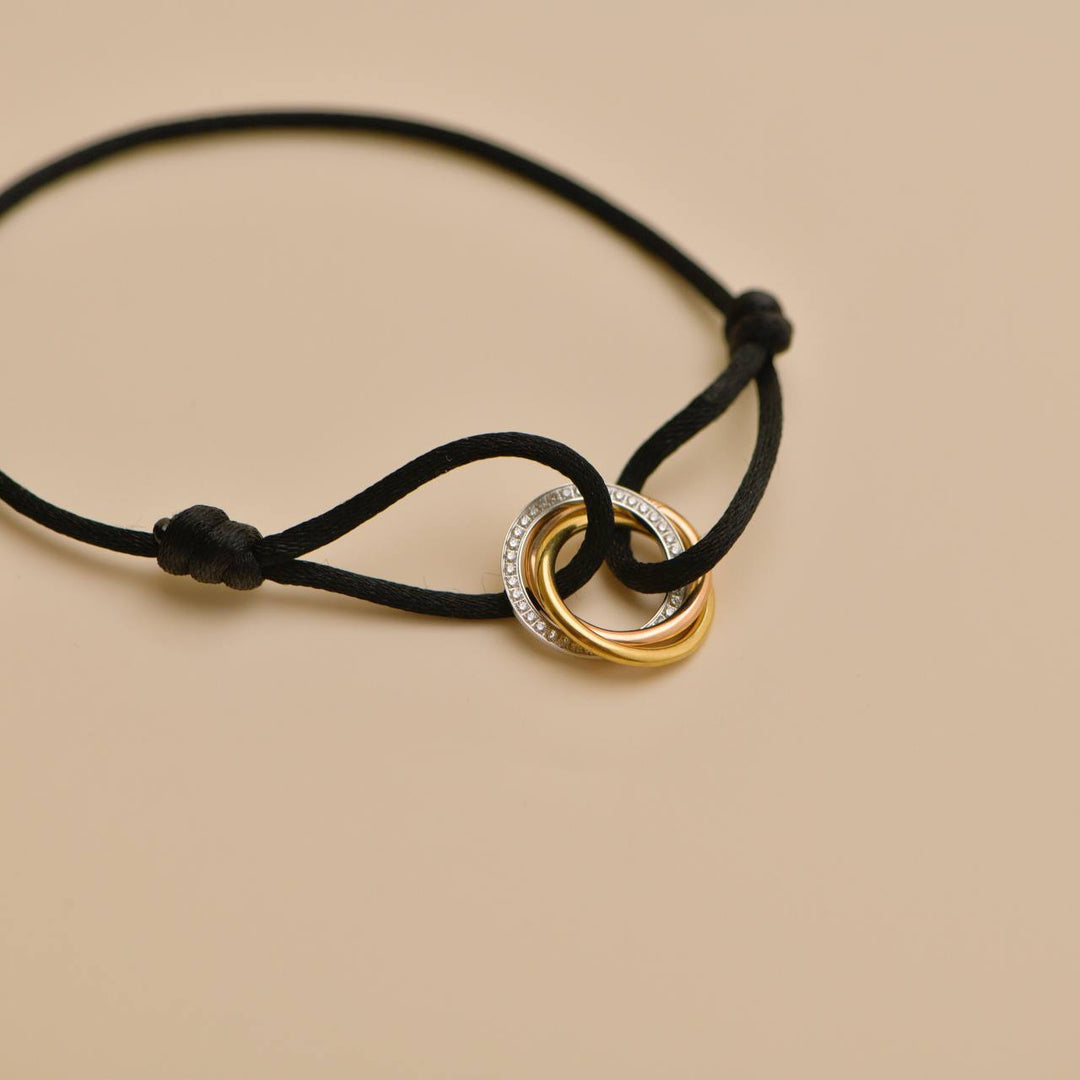 Preowned Cartier Trinity Diamond Yellow White and Rose Gold Bracelet