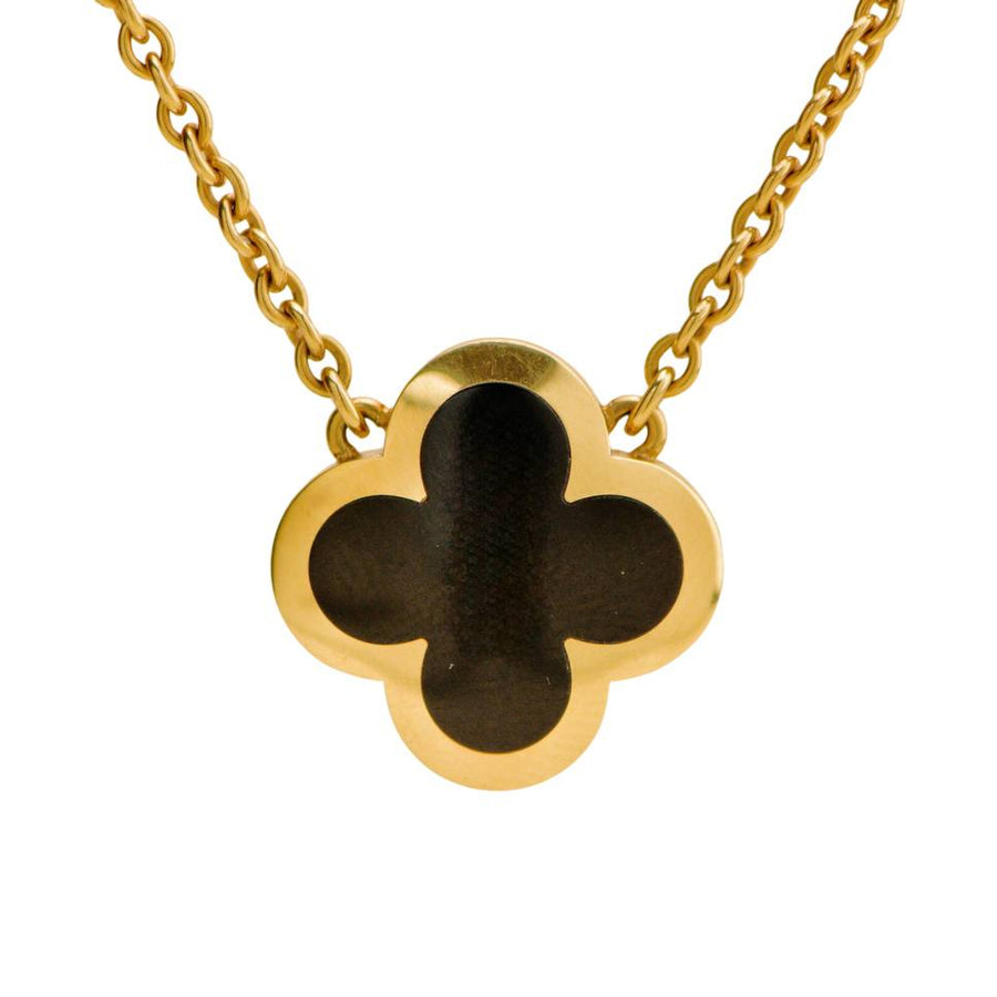 Preloved Van Cleef & Arpels Pure Alhambra Black Onyx 18K Yellow Gold Pendant Necklace