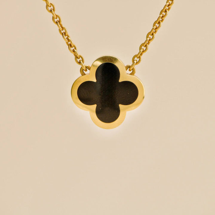 Preowned Van Cleef & Arpels Pure Alhambra Black Onyx 18K Yellow Gold Pendant Necklace