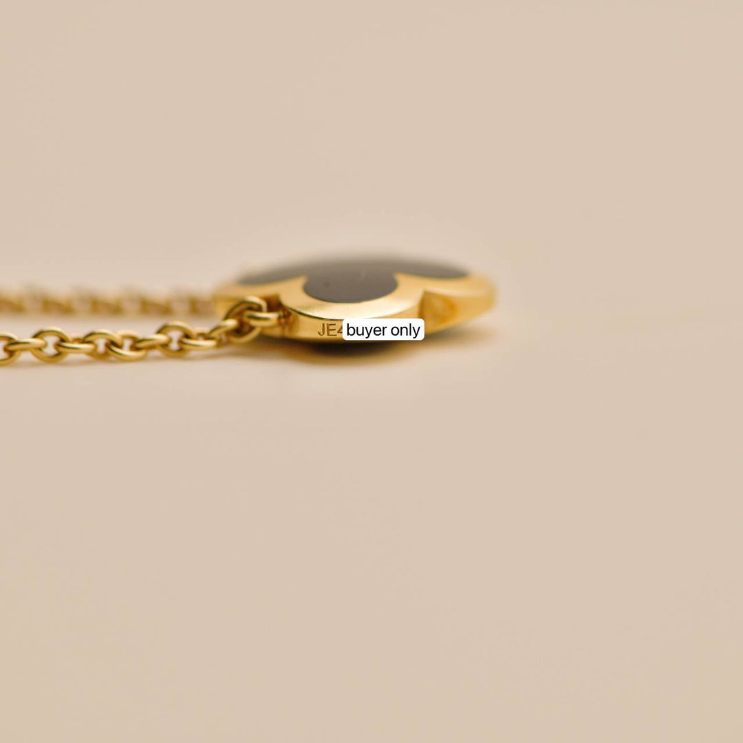Preloved Van Cleef Pure Alhambra Black Onyx 18K Yellow Gold Pendant Necklace